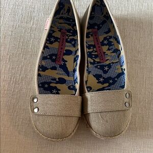 Rock & Candy Beige Canvas Flats